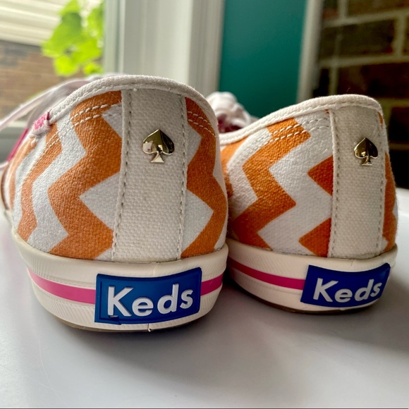 Kate Spade Orange and White Keds Ladies Size 7.5 - Picture 3 of 5